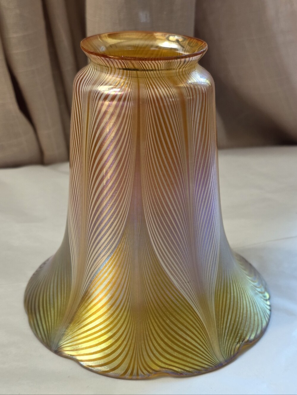 Quezal Antique Iridescent Gold Art Glass Lamp Shade